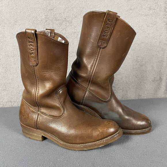 Red Wing Pecos Boots Mens Size 9.5 E2 Brown Leather Pull On Western 1155 USA - Picture 1 of 16
